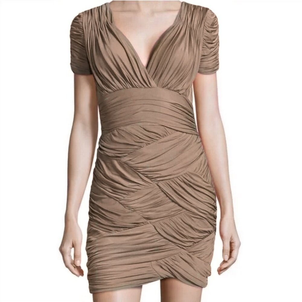 Halston Heritage Ruched Mini Sheath Dress